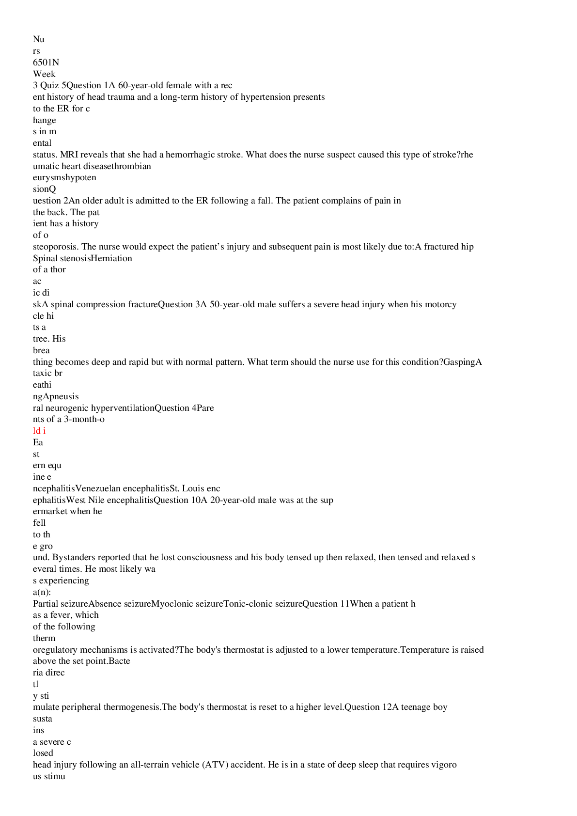 Preview image for NURS 6501N Week 3 Quiz 5/NURS 6501N Week 3 Quiz 5